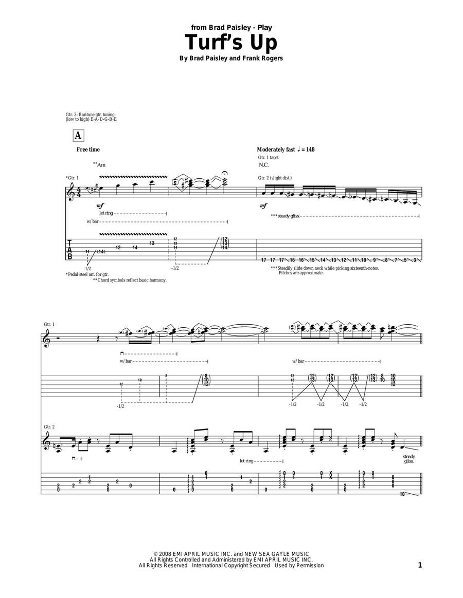 Turf's Up Acoustic Guitar scores gallery preview page 1