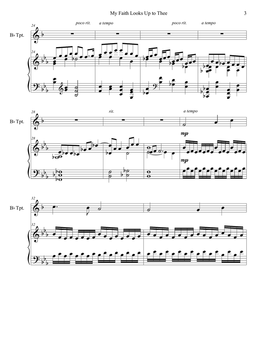 My Faith Looks Up to Thee (trumpet/piano), arr. Brenda Portman Trumpet Solo scores gallery preview page 3