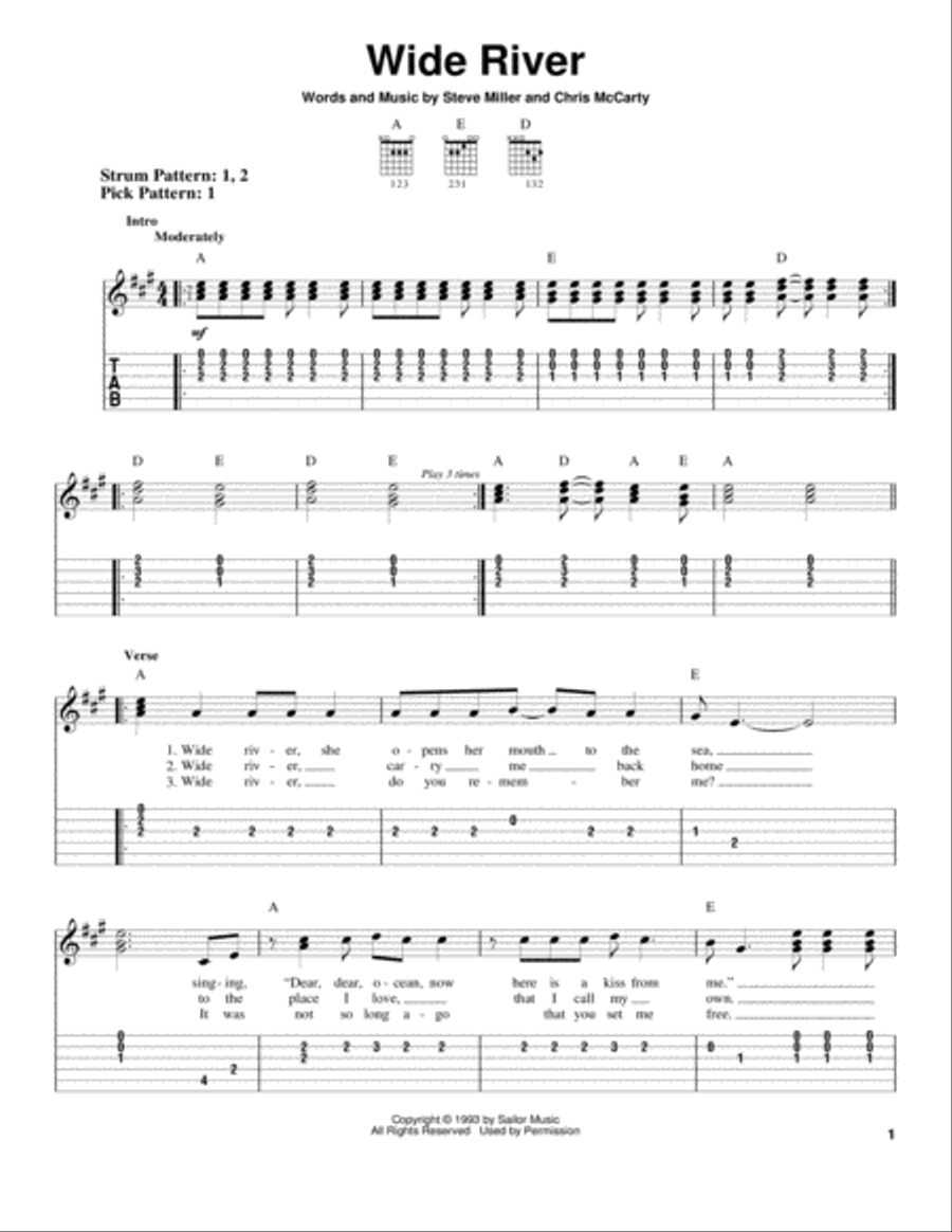 Wide River Acoustic Guitar scores gallery preview page 1