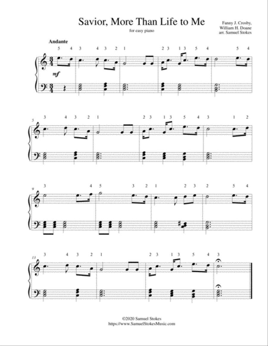 Savior, More Than Life to Me - for easy piano Easy Piano scores gallery preview page 1