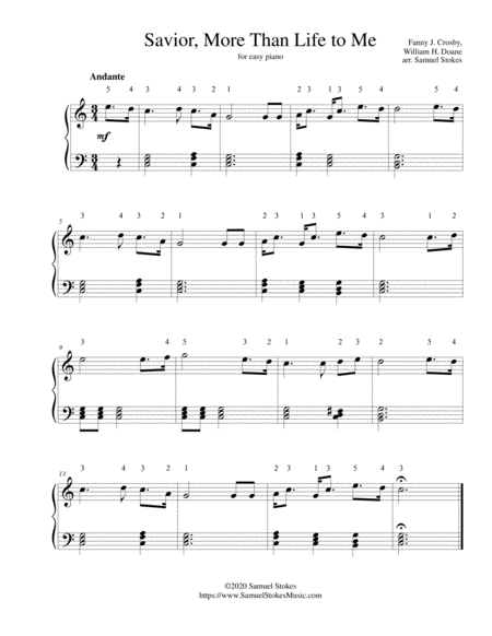 Savior, More Than Life to Me - for easy piano image number null