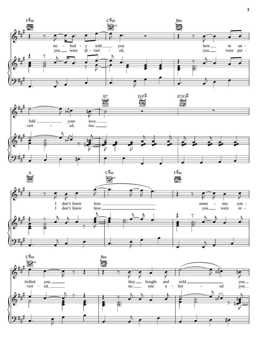 While My Guitar Gently Weeps Piano, Vocal, Guitar scores gallery preview page 3