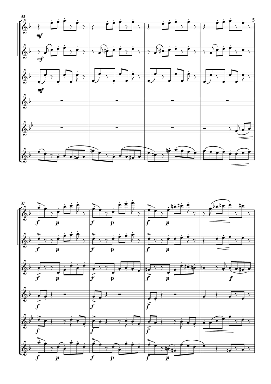 Tango for Flute Choir- Intermediate Flute Choir scores gallery preview page 6