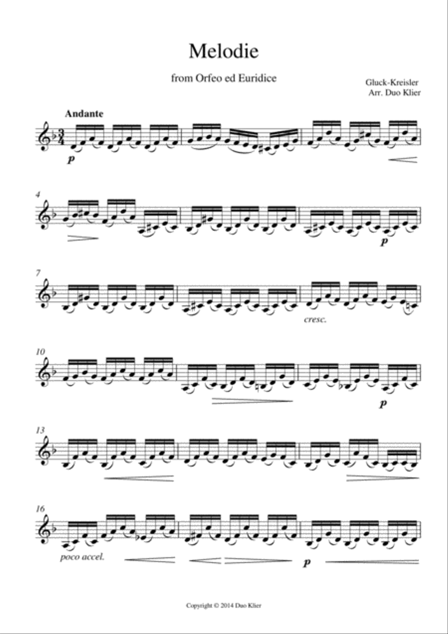 Gluck (arr. Kreisler) - Melodie, 2nd violin accompaniment Violin Solo scores gallery preview page 2