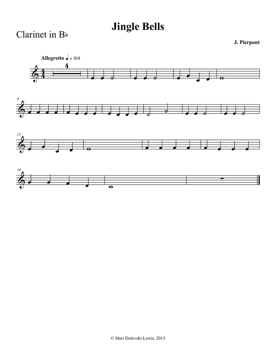 Jingle Bells: clarinet/piano Clarinet Solo scores gallery preview page 1