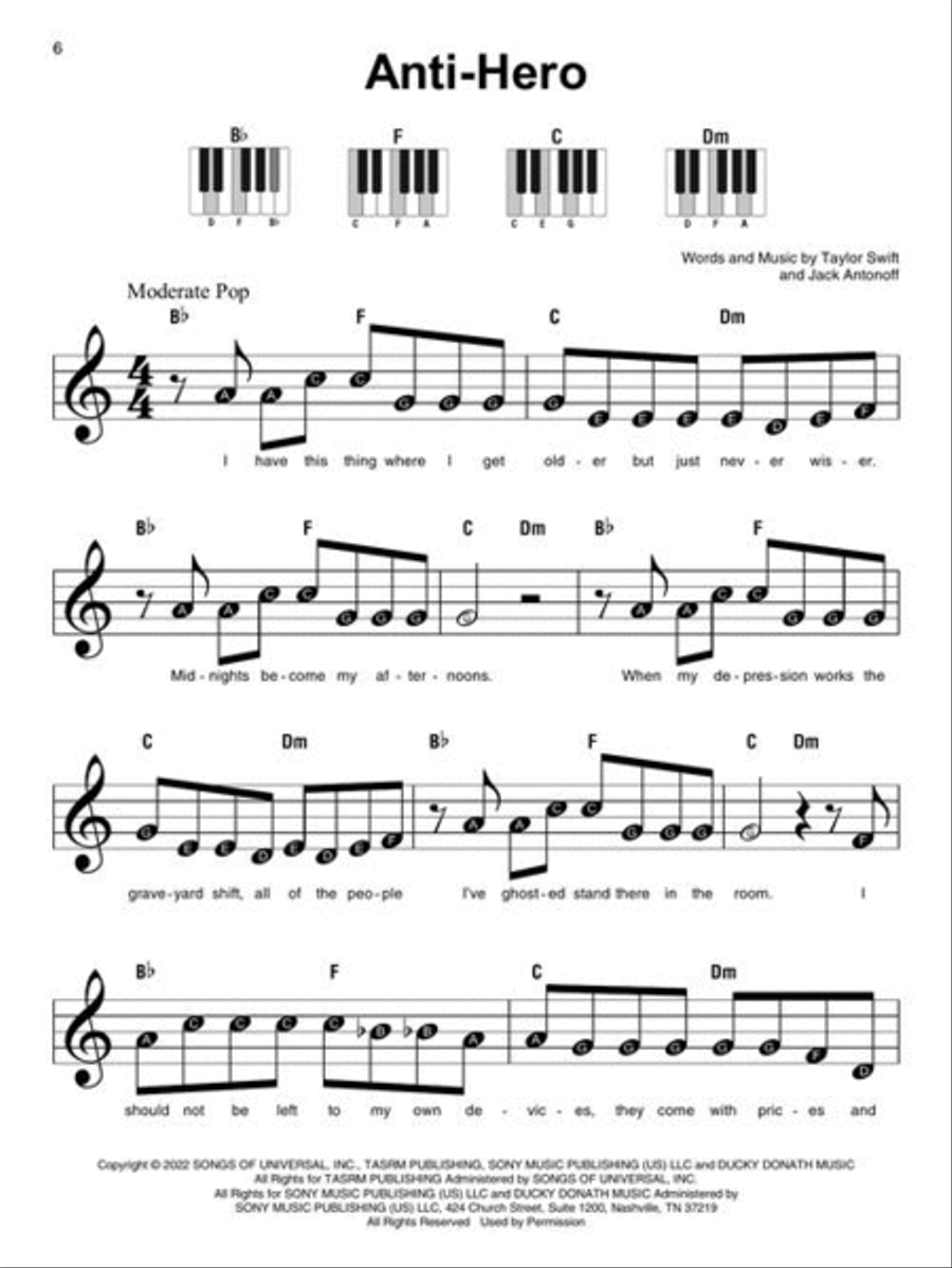 Taylor Swift – Super Easy Songbook – 2nd Edition Easy Piano scores gallery preview page 5