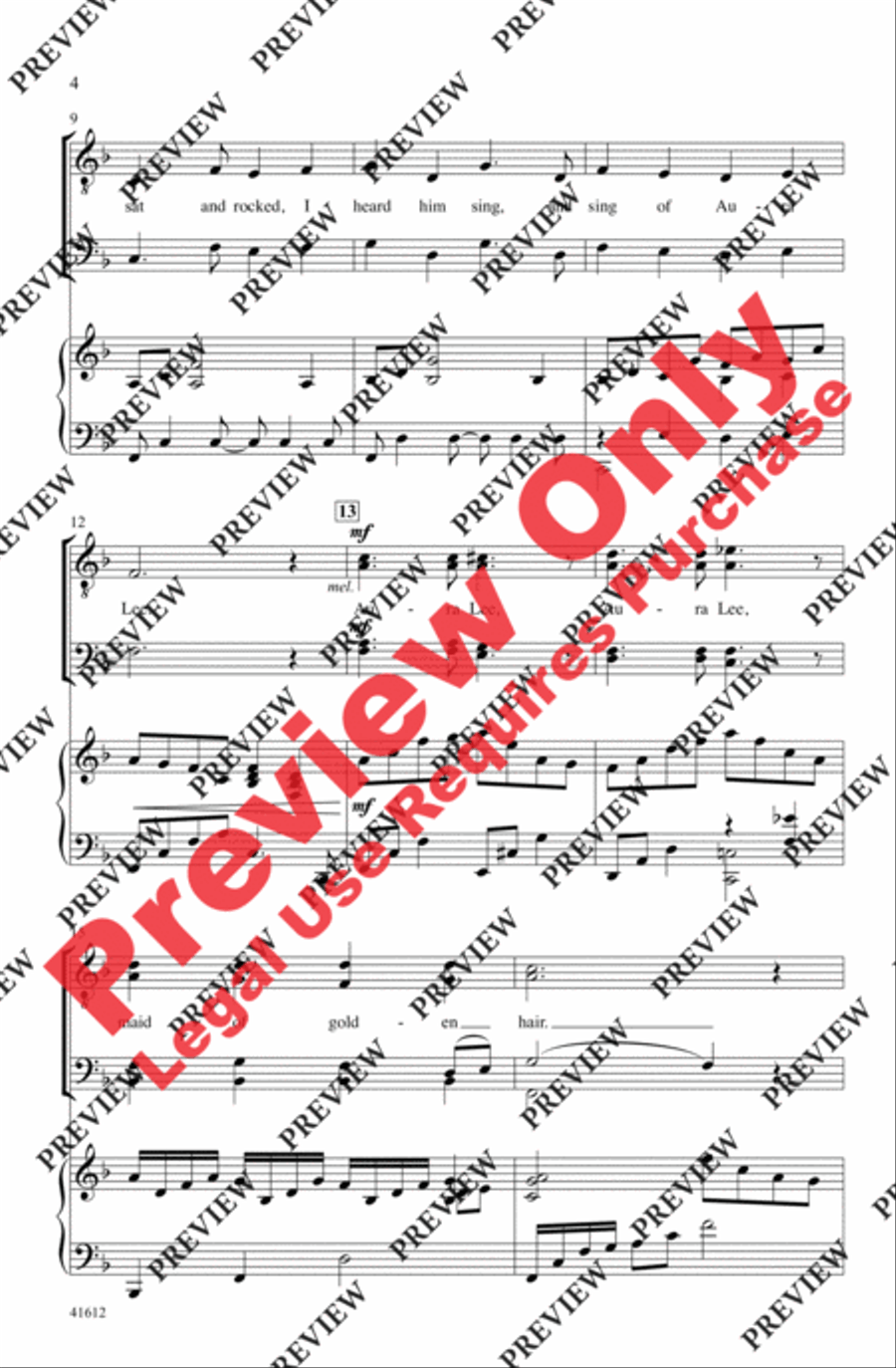 Aura Lee Aura Lee Men's Choir scores gallery preview page 3