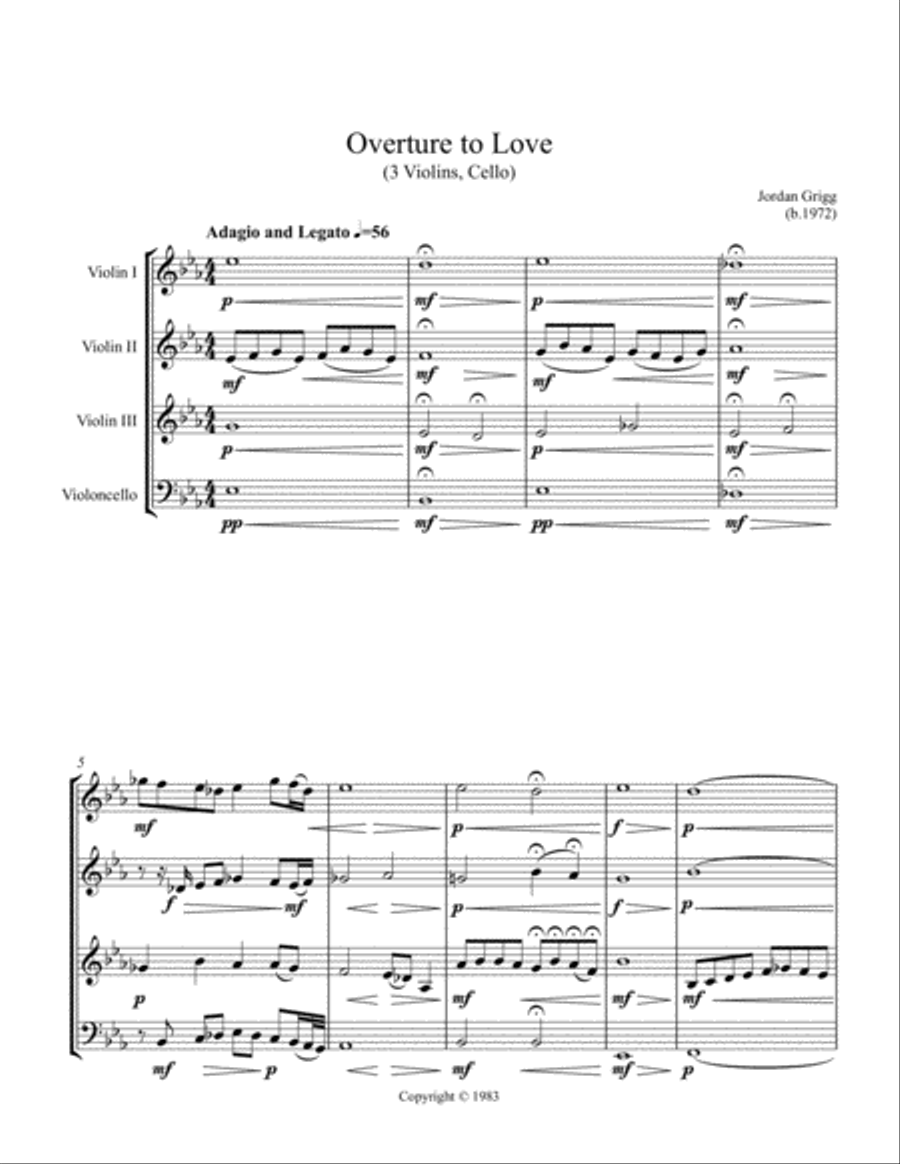 Overture to Love Overture to Love String Quartet scores gallery preview page 2