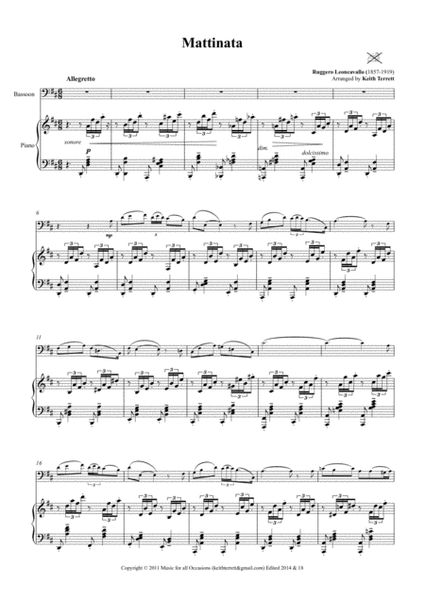 Mattinata for Bassoon & Piano image number null