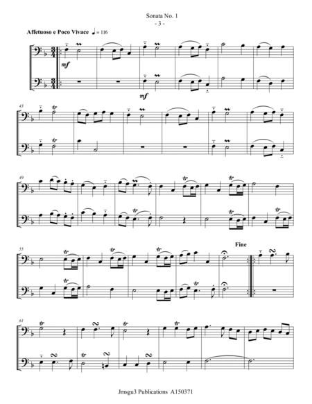 Loeillet: Six Sonatas Op. 5 No. 2 Complete for Contrabassoon Duo image number null