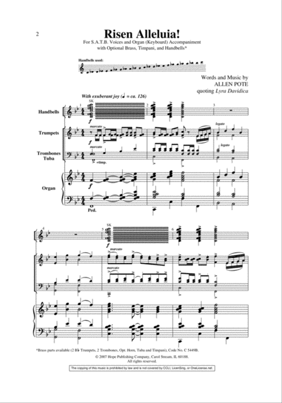 Risen Alleluia! 4-Part scores gallery preview page 2