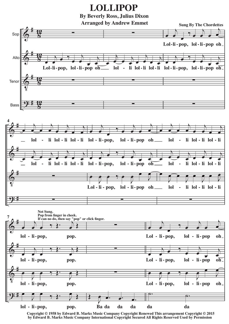 Lollipop 4-Part scores gallery preview page 1