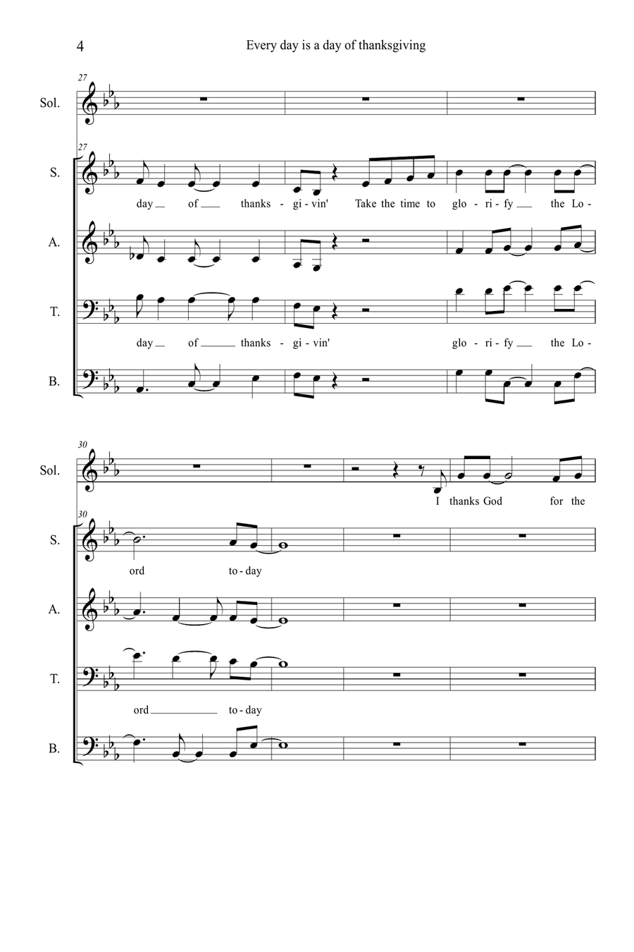 Every day is a day of thanksgiving 4-Part scores gallery preview page 4