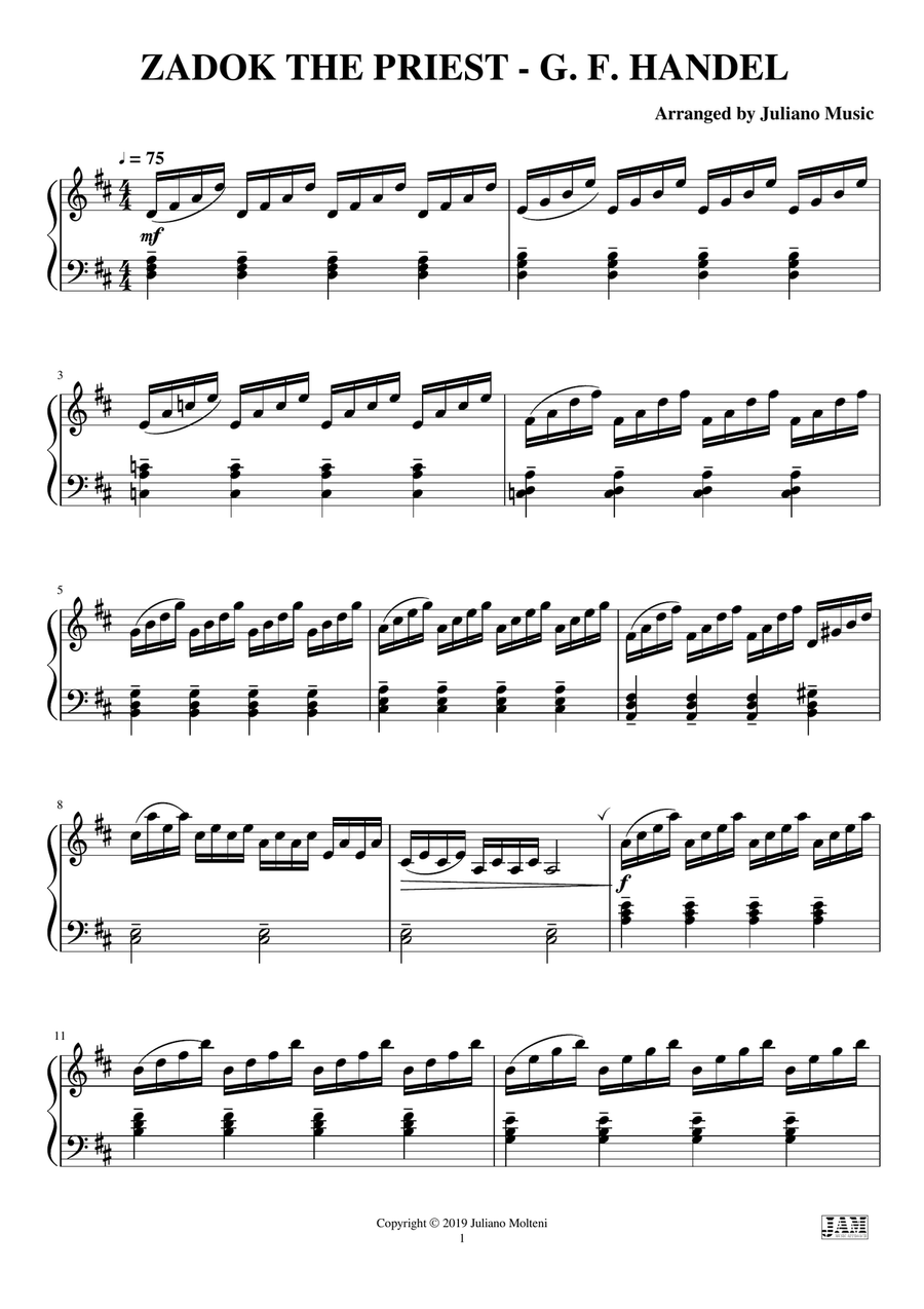 ZADOK THE PRIEST (EASY PIANO) - G. F. HANDEL Piano Method scores gallery preview page 3