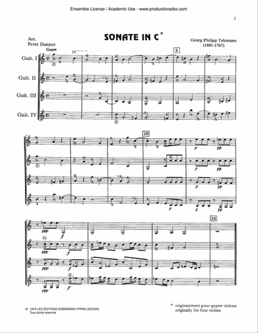 Sonata in C Guitar Ensemble scores gallery preview page 3