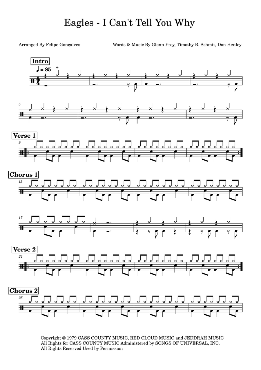I Can't Tell You Why Drum Set scores gallery preview page 1
