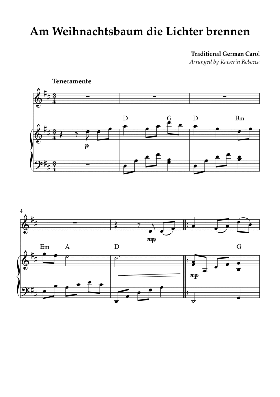 Am Weihnachtsbaum die Lichter brennen Violin Solo scores gallery preview page 1