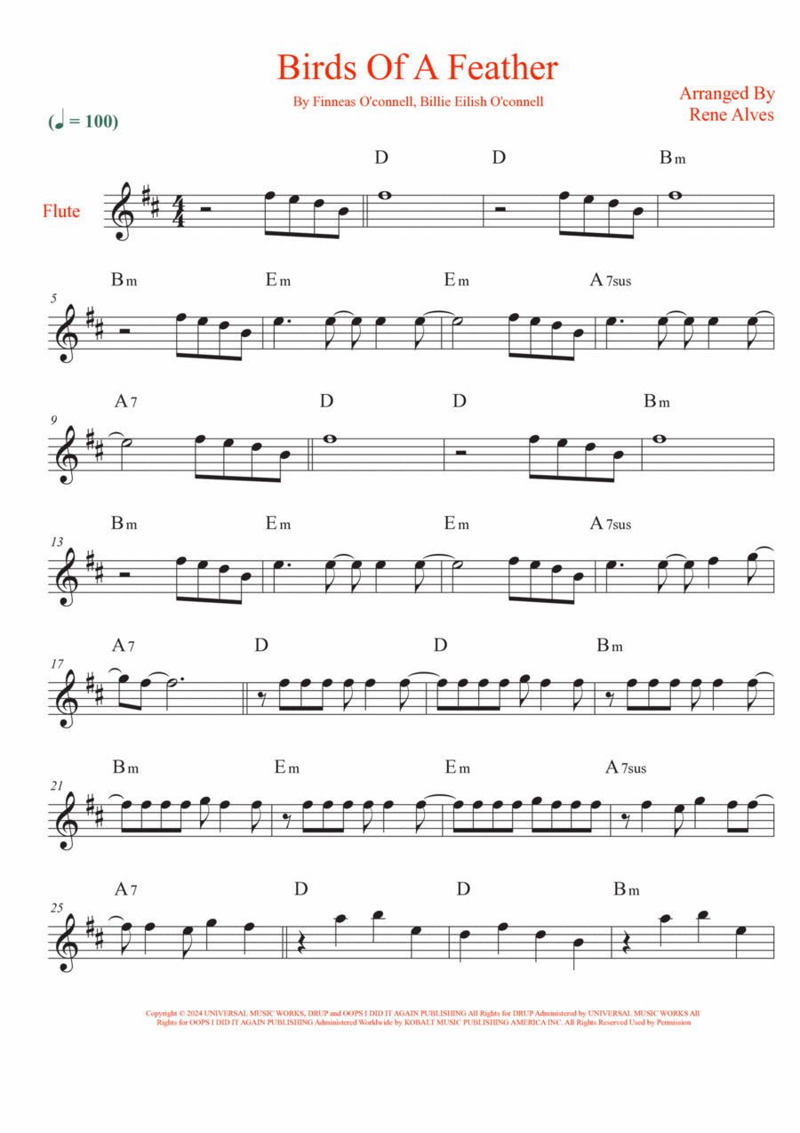 Birds Of A Feather Flute Solo scores gallery preview page 1