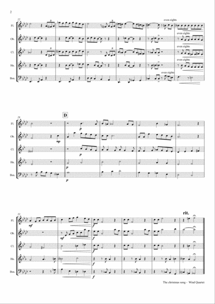 The Christmas Song (Chestnuts Roasting On An Open Fire) Woodwind Quintet scores gallery preview page 3