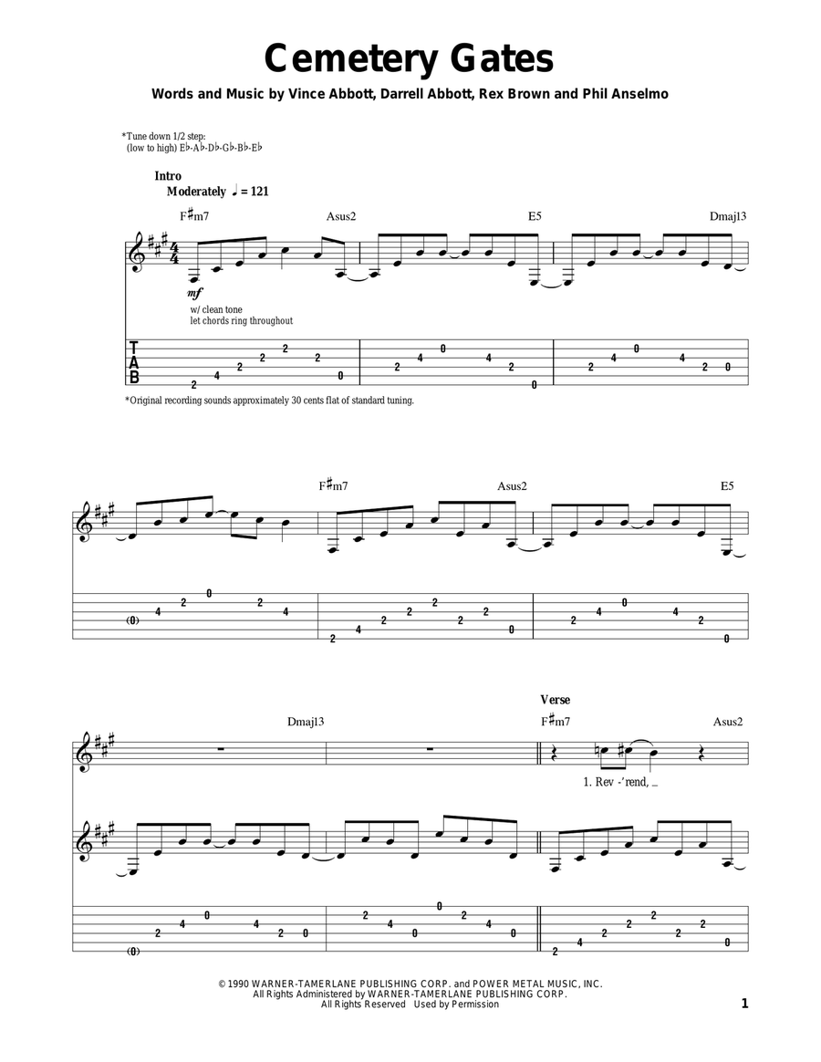Cemetery Gates Acoustic Guitar scores gallery preview page 1