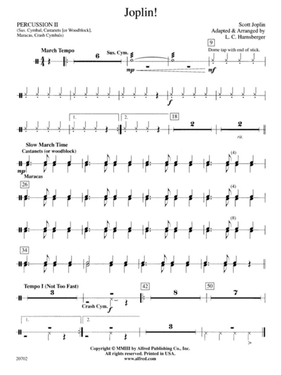 Joplin!: 2nd Percussion Concert Band scores gallery preview page 1