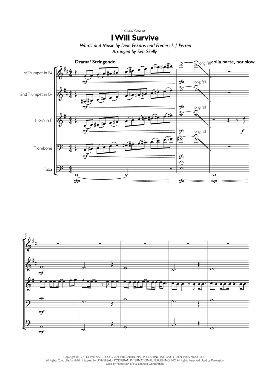 I Will Survive Brass Ensemble scores gallery preview page 1
