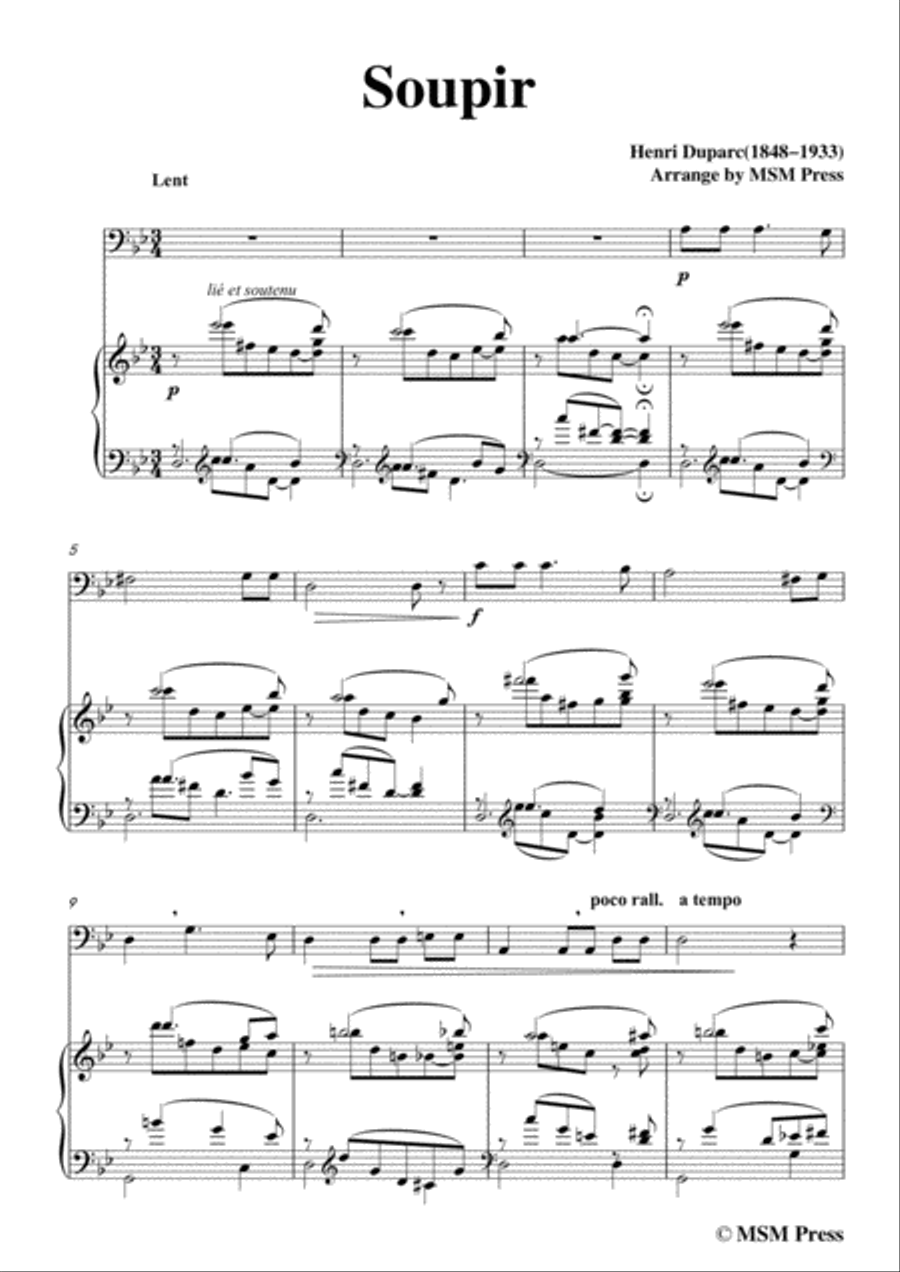 Duparc-Soupir,for Cello and Piano Piano Accompaniment scores gallery preview page 3