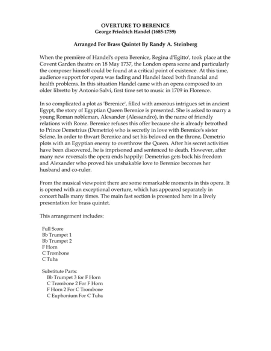 Overture To Berenice Brass Ensemble scores gallery preview page 3
