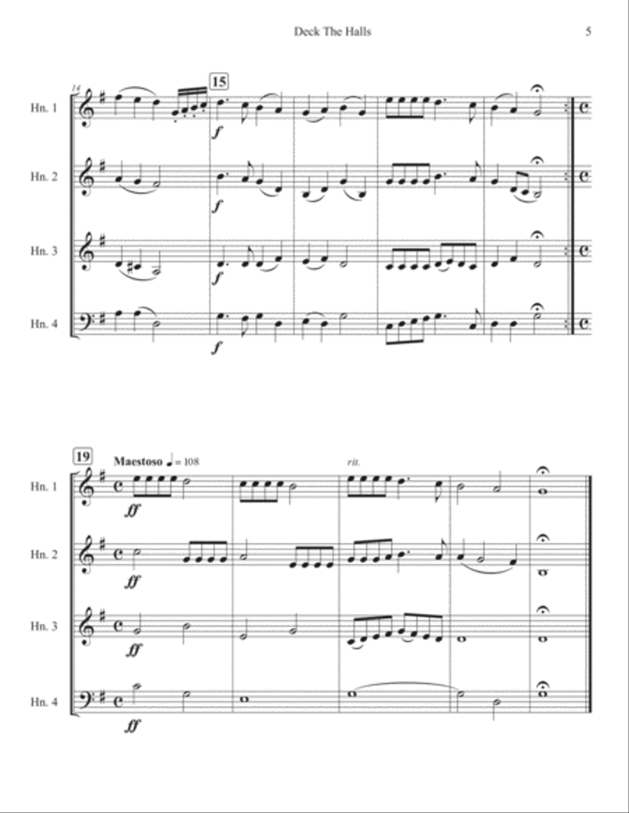 Christmas Carol Sing Along for Horns (Quartets, Trios, Duets, Solos) Woodwind Trio scores gallery preview page 5