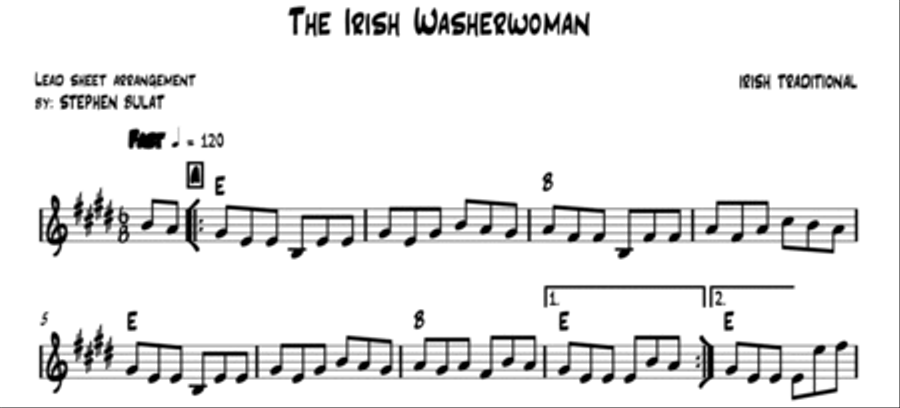The Irish Washerwoman - Lead sheet (key of E) Large Ensemble scores gallery preview page 2
