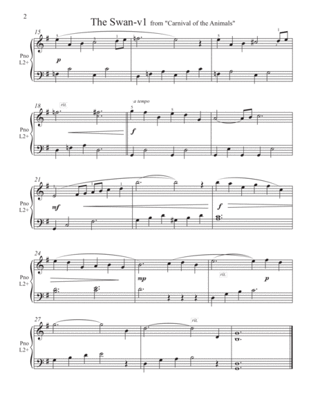 The Swan-v1 (Saint-Saens) - (3 for 1 PIANO Standalone Arr's) image number null