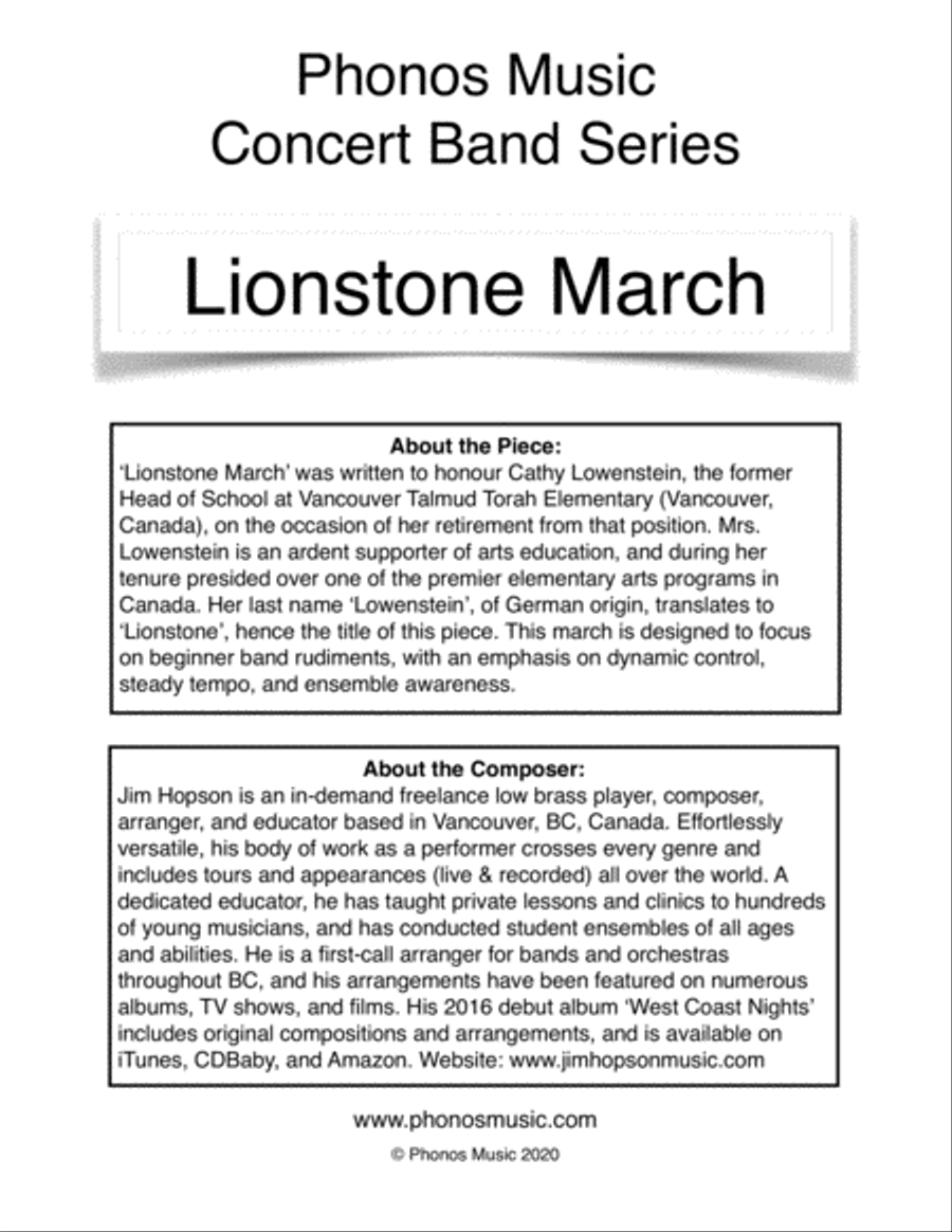 Lionstone March Concert Band scores gallery preview page 2