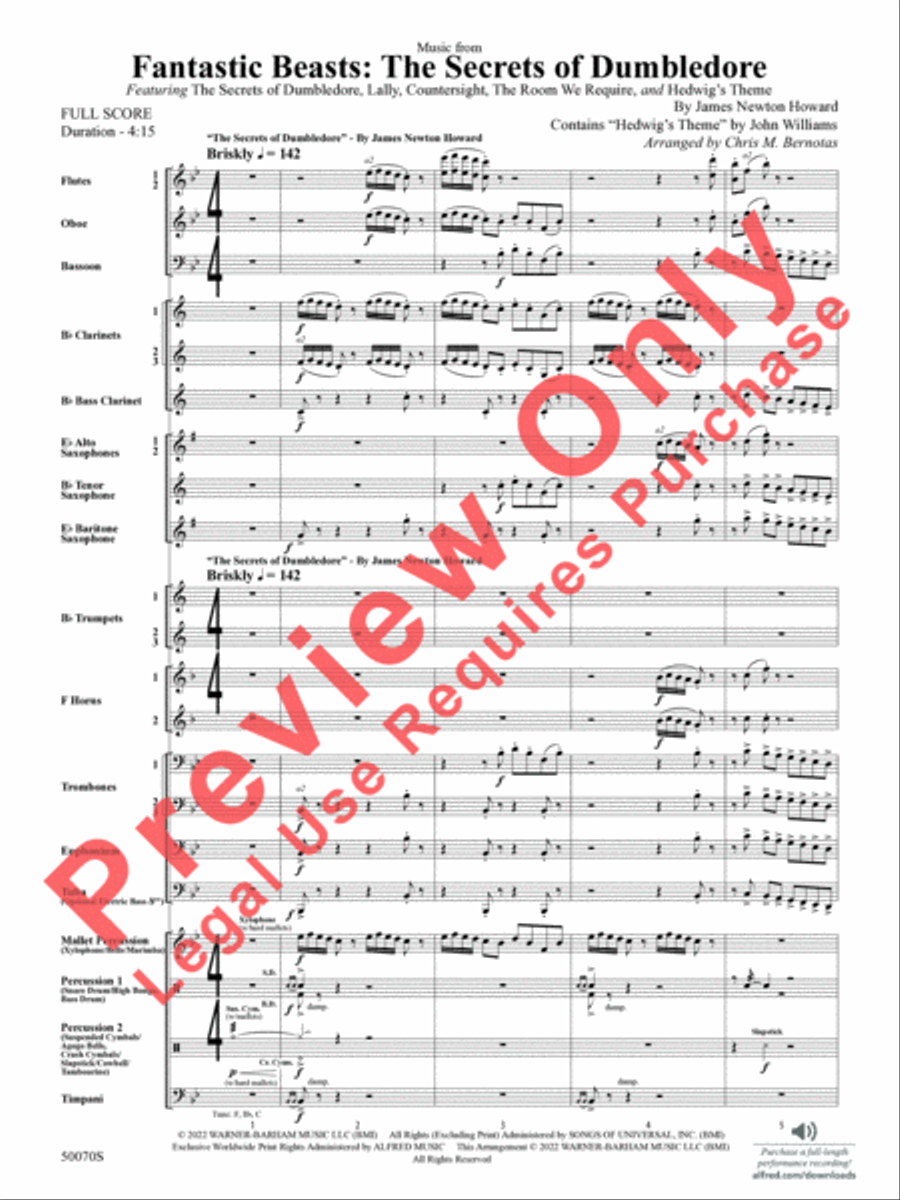 Fantastic Beasts -- The Secrets of Dumbledore Concert Band scores gallery preview page 4