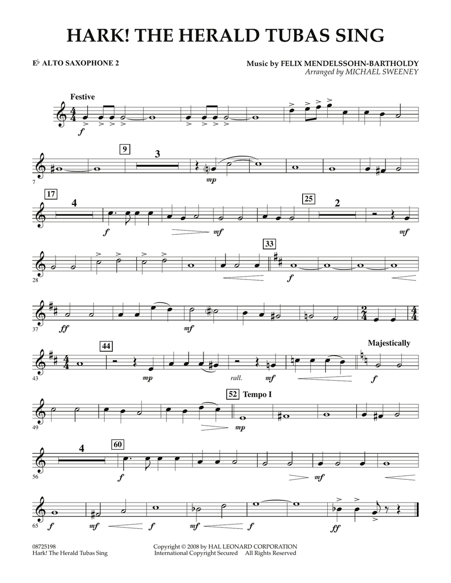 Hark! The Herald Tubas Sing - Eb Alto Saxophone 2 Concert Band scores gallery preview page 1