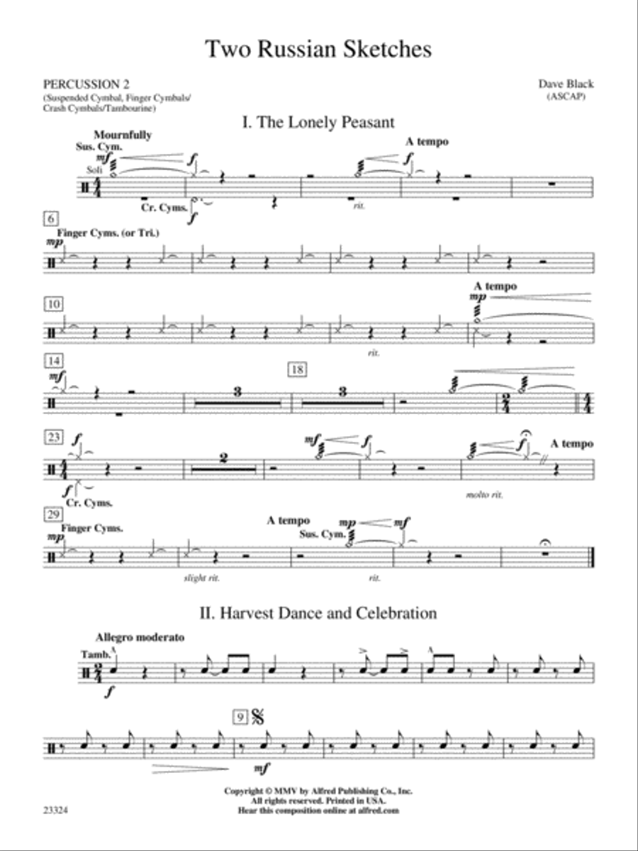 Two Russian Sketches: 2nd Percussion Concert Band scores gallery preview page 1