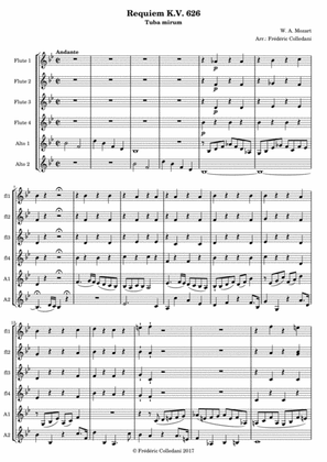 Mozart Tuba Mirum from Requiem KV 626 for flute sextet or flute choir