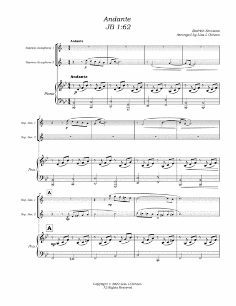 Andante JB 1:62 for Soprano Saxophone Duet with Piano Woodwind Duet scores gallery preview page 5