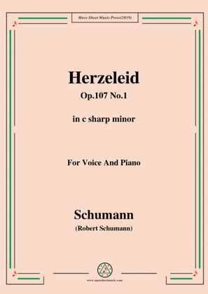 Book cover for Schumann-Herzeleid,Op.107 No.1,in c sharp minor,for Voice&Piano