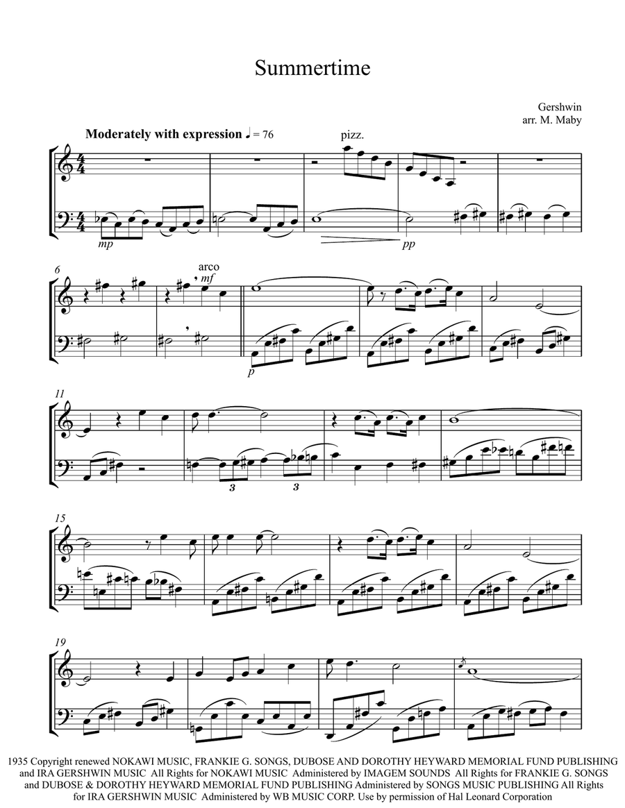 Summertime Summertime String Duet scores gallery preview page 1