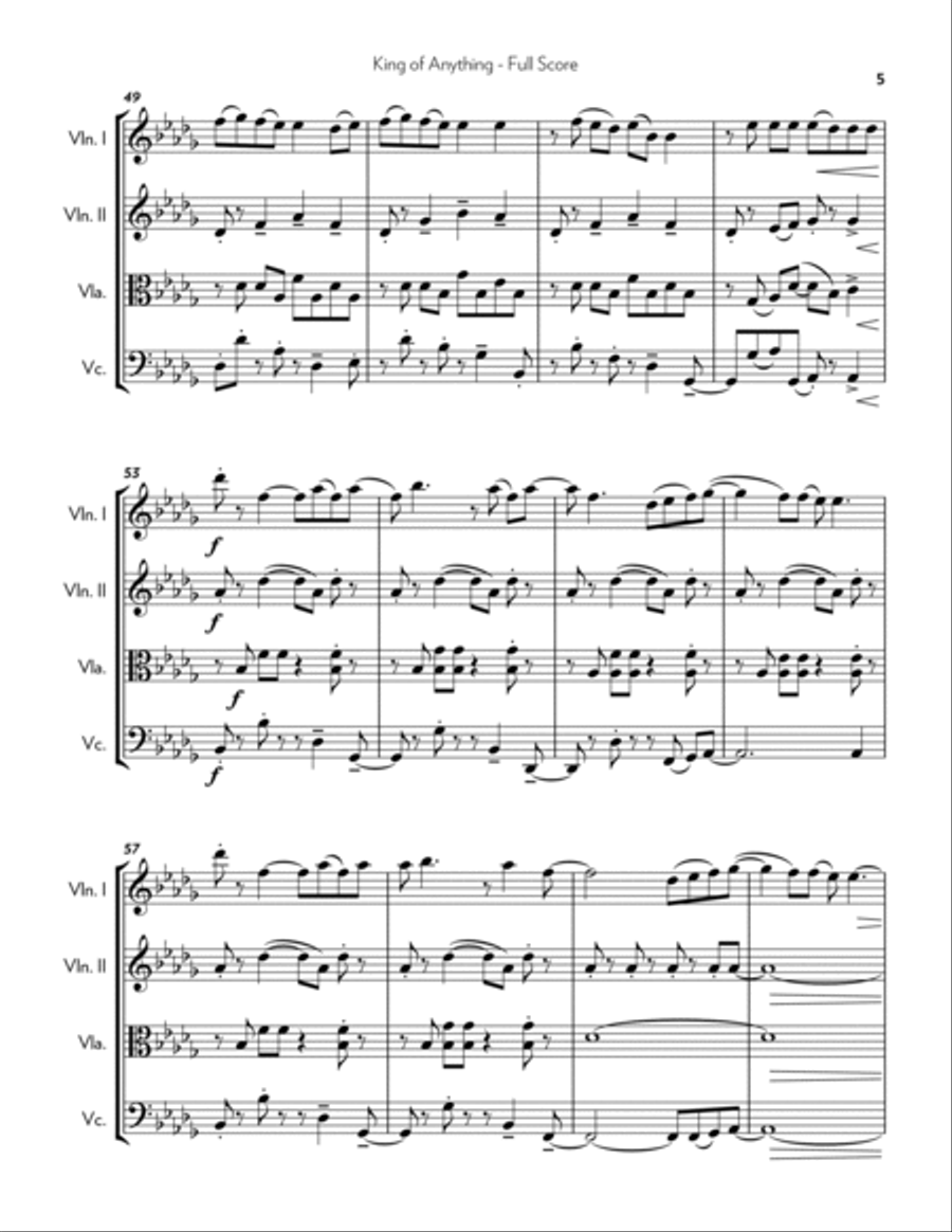 King Of Anything String Quartet scores gallery preview page 5