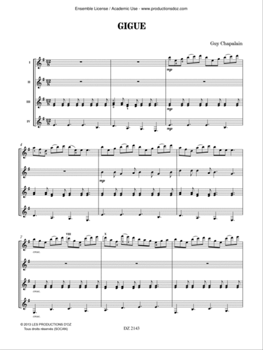 Gigue Guitar Ensemble scores gallery preview page 3