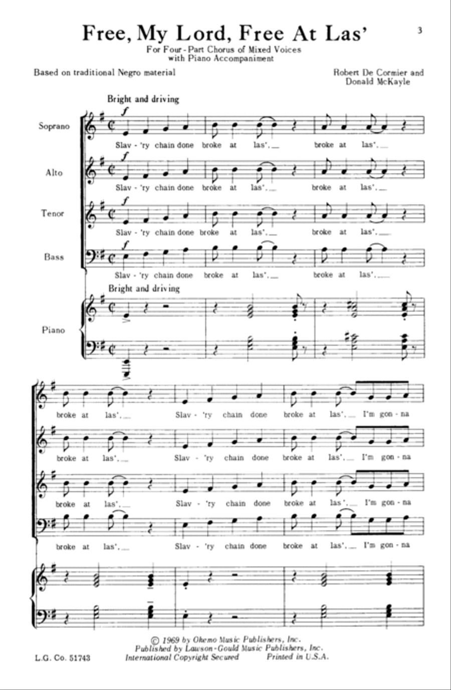 Free, My Lord, Free at Las' 4-Part scores gallery preview page 21