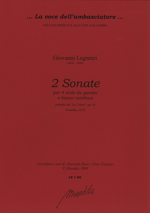 Book cover for 2 Sonate per 4 viole da gamba e b.c. (Venezia, 1673)