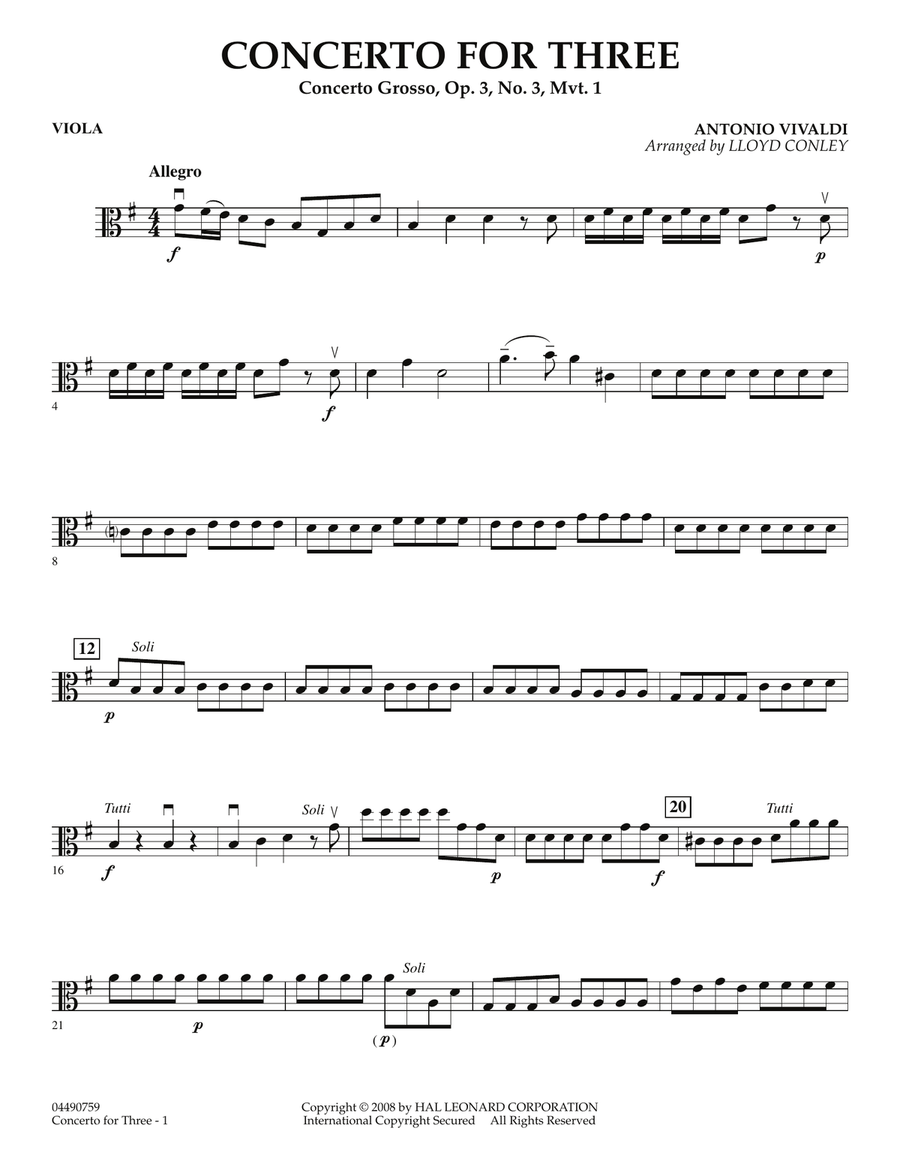 Concerto for Three - Viola Orchestra scores gallery preview page 1