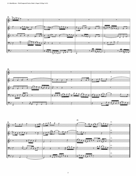 Fugue 23 from Well-Tempered Clavier, Book 1 (Brass Quintet) image number null