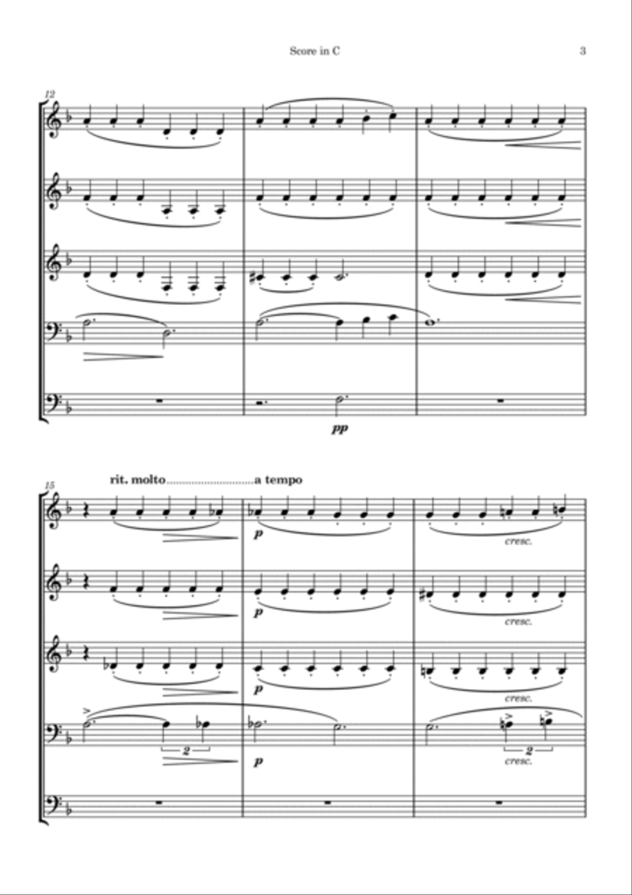 Grieg: Til våren - To the Spring (Brass Quintet) Brass Quintet scores gallery preview page 3