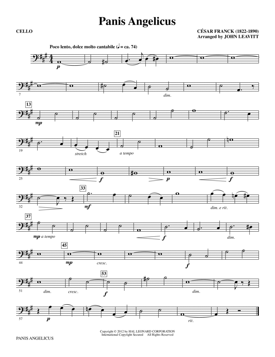 Panis Angelicus - Cello Choir scores gallery preview page 1