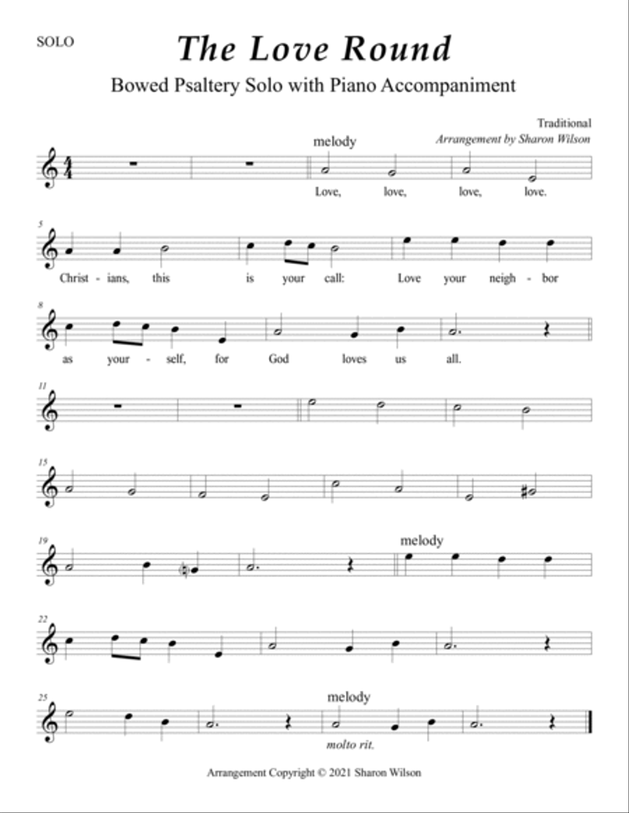 The Love Round (Easy Bowed Psaltery Solo with Piano Accompaniment) Zither scores gallery preview page 2