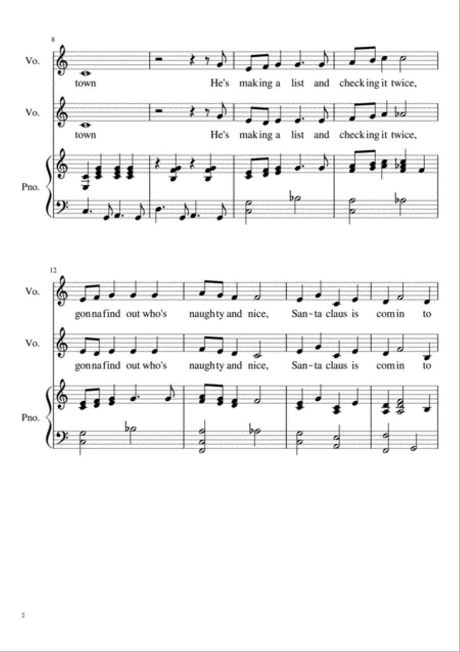 Santa Claus Is Comin' To Town Piano scores gallery preview page 2