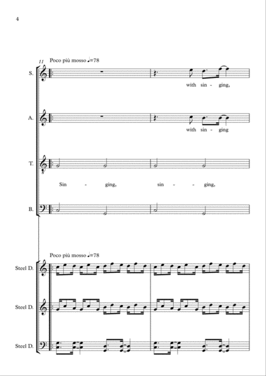 Make a joyful noise (psalm 100) for mixed choir & steel drums 4-Part scores gallery preview page 4